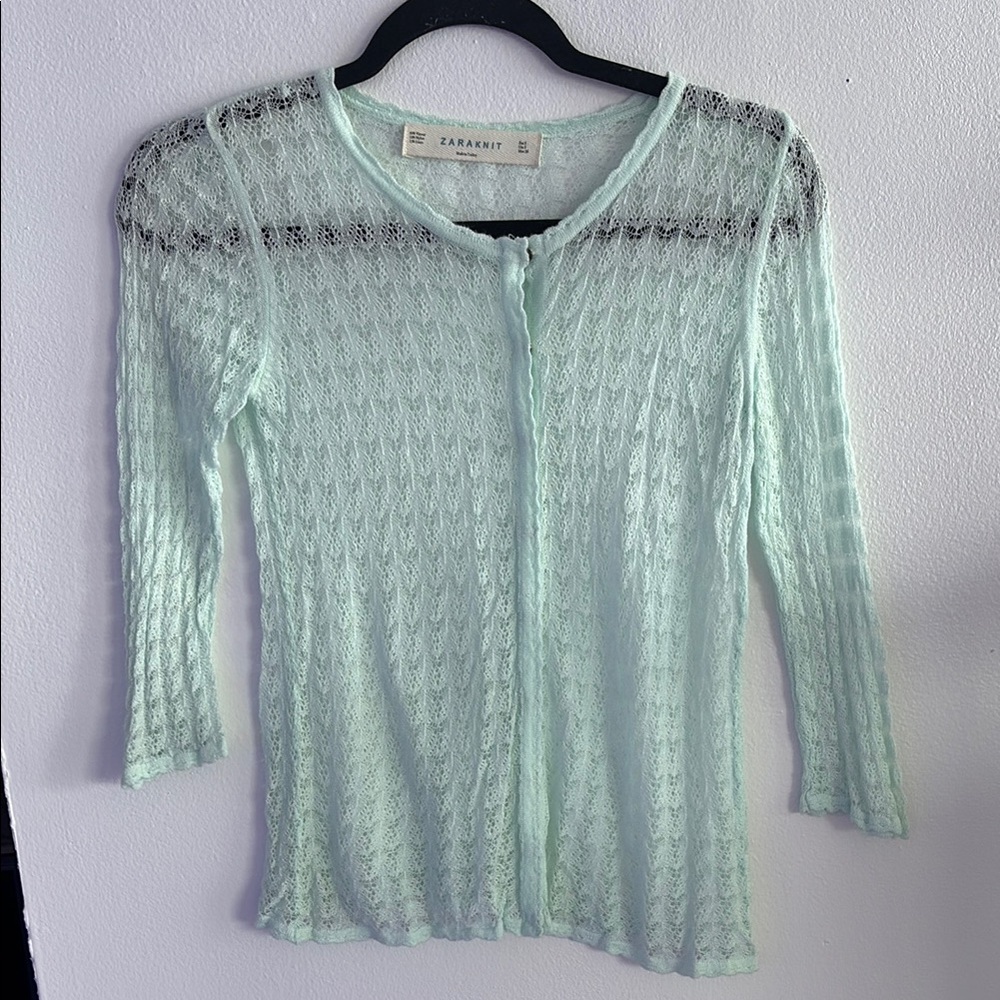 Zara Mint Green Lace Sweater